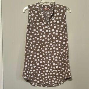 SJS Sleeveless White and Brown Blouse. Size Large.